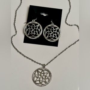 Celtic Knot Necklace/Earrings Set (Sterling Silver CZ)